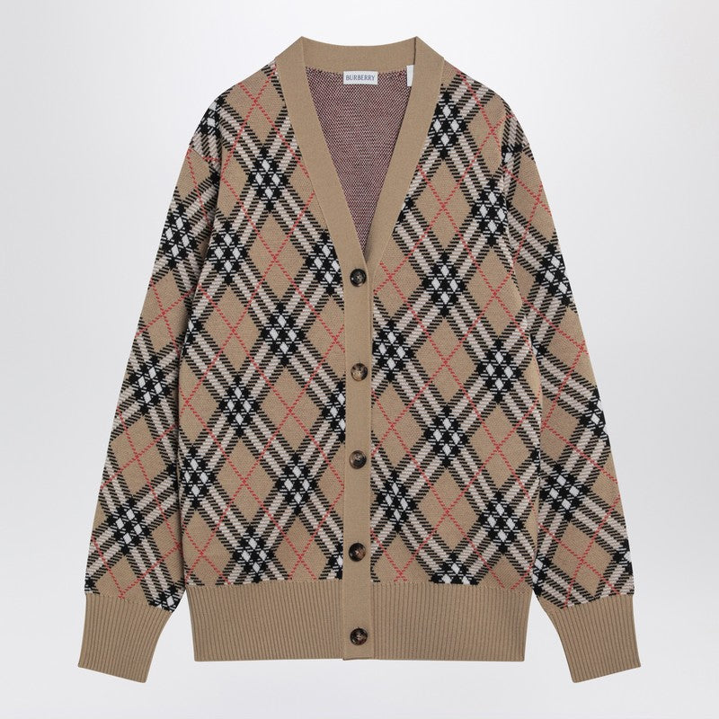 Burberry Wool And Mohair Blend Check Cardigan
