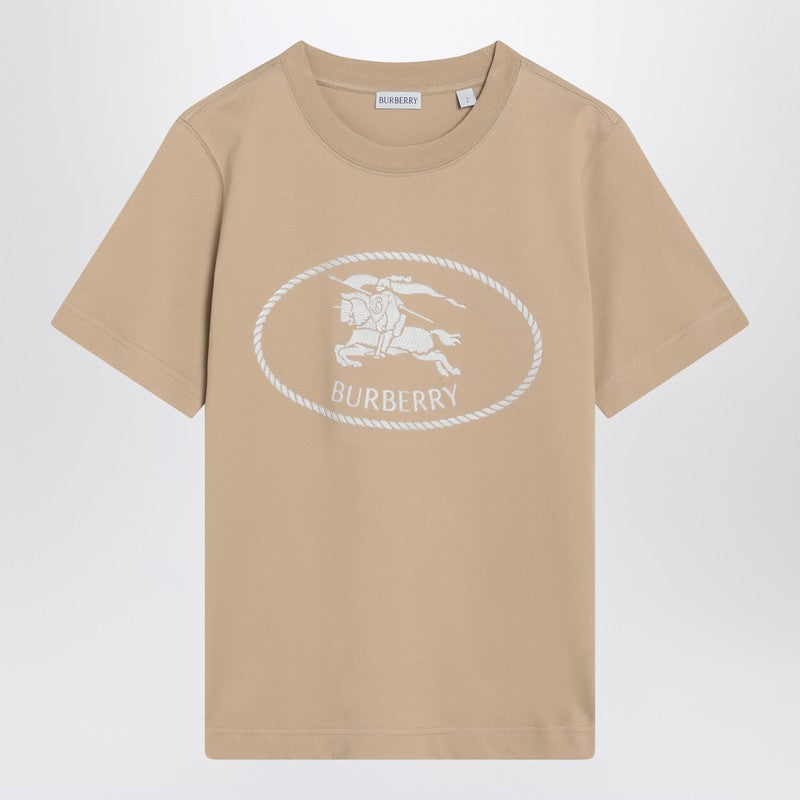 Burberry Light Beige T-shirt With Equestrian Knight Design
