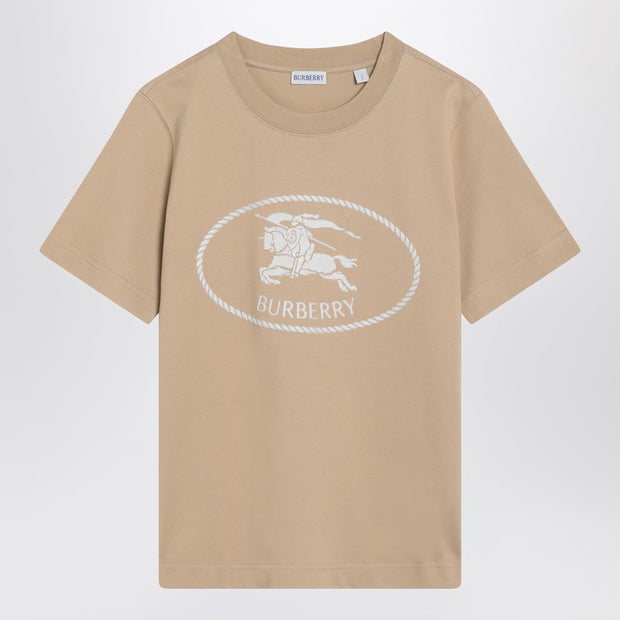 Burberry Light Beige T-shirt With Equestrian Knight Design