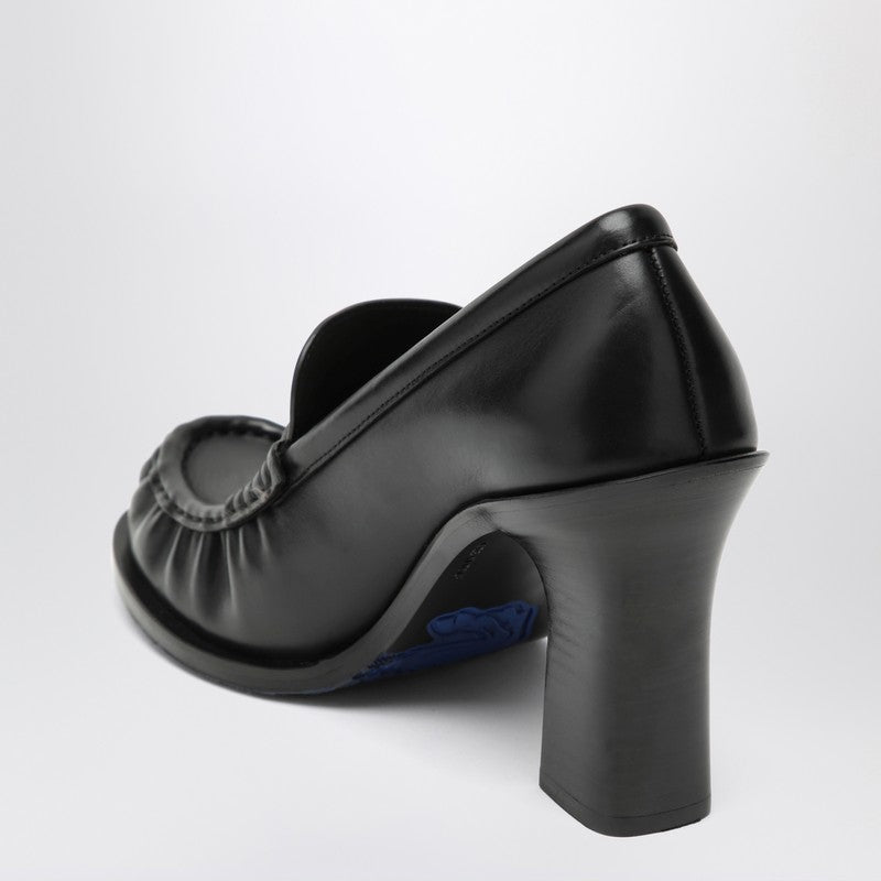 Burberry Cadet Black Leather Loafers With Heel