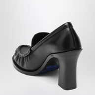 Burberry Cadet Black Leather Loafers With Heel