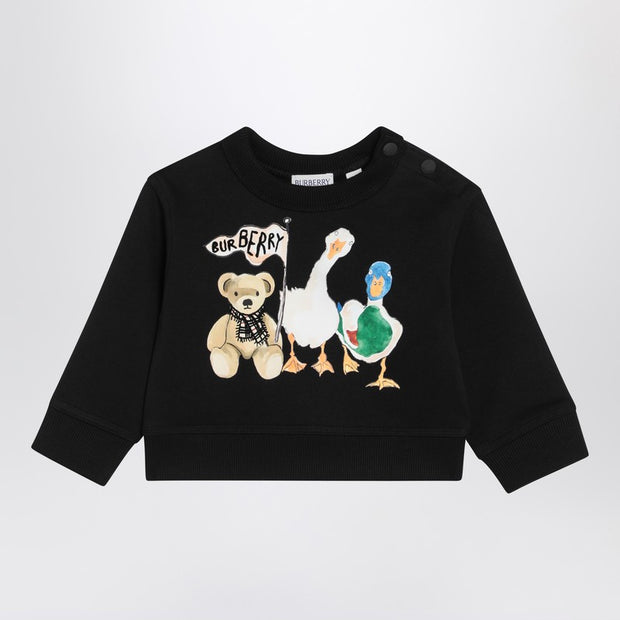 Burberry Kids' Black Sweatshirt With Thomas Bear And Friends