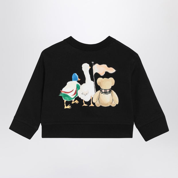 Burberry Kids' Black Sweatshirt With Thomas Bear And Friends