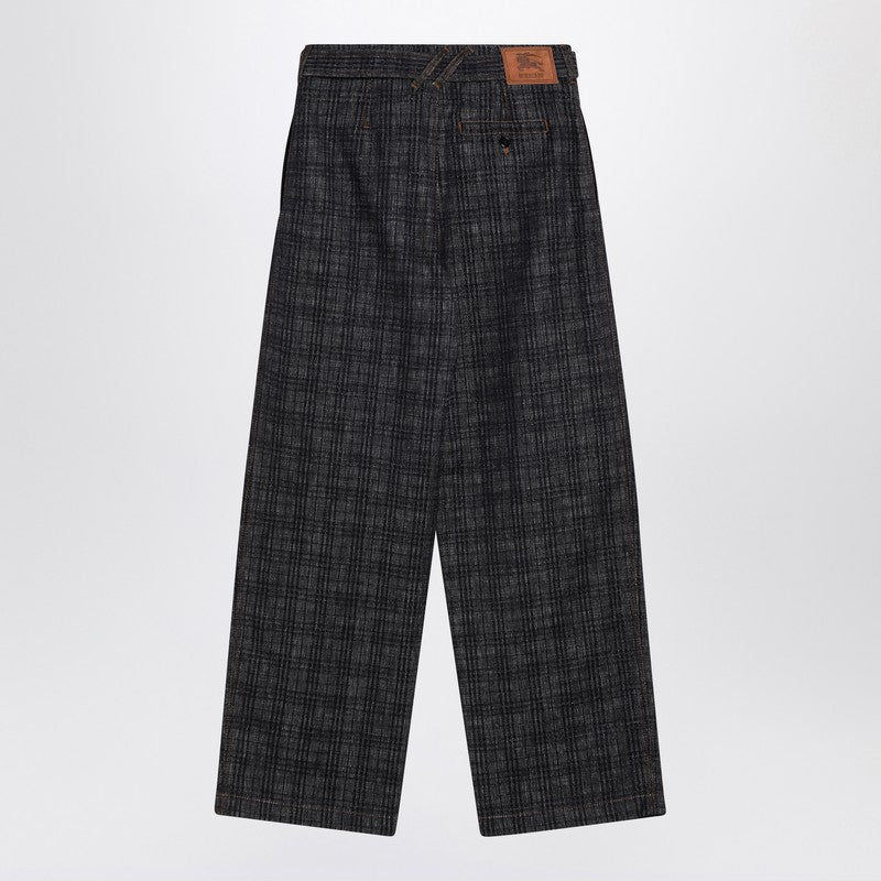 Burberry Indigo Jeans In Check Pattern Denim