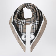 Burberry Silk Scarf Check Light Brown
