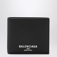 Balenciaga Black Bi-fold Credit Wallet In Hammered Leather