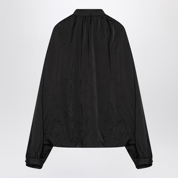 Balenciaga Black Satin Blouse With Bow