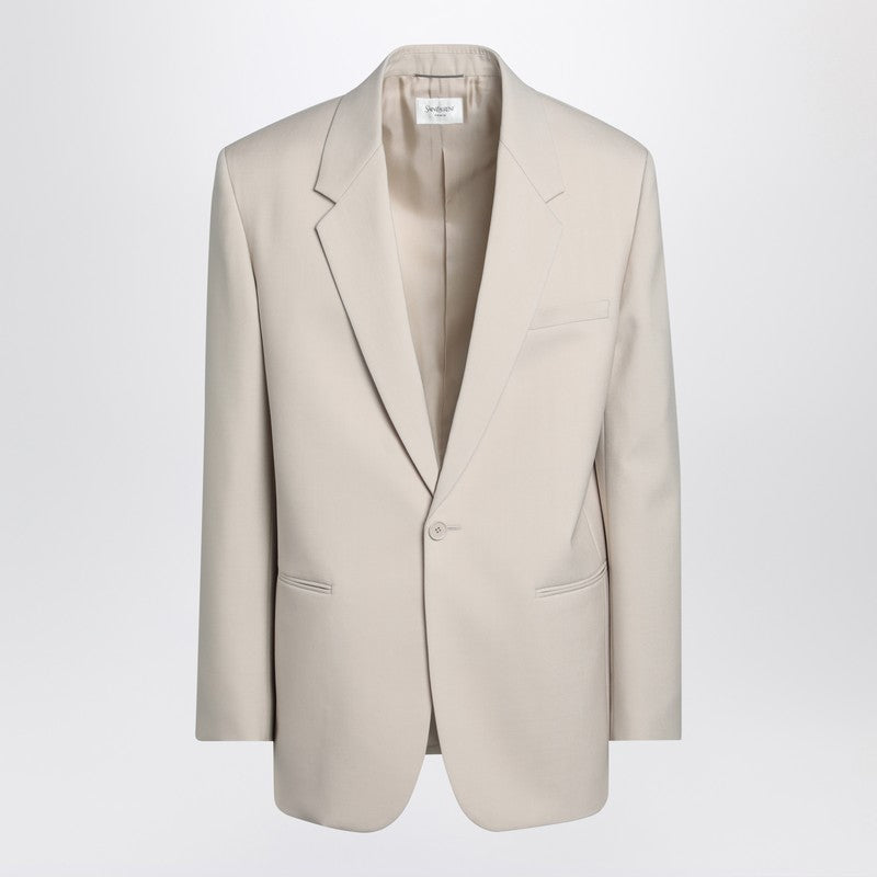 Saint Laurent Light Beige Single-breasted Wool Jacket