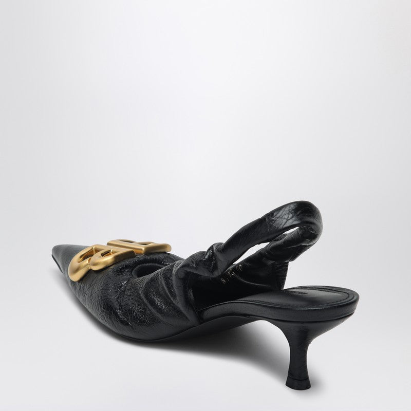Balenciaga Monaco Black Slingback With Logo