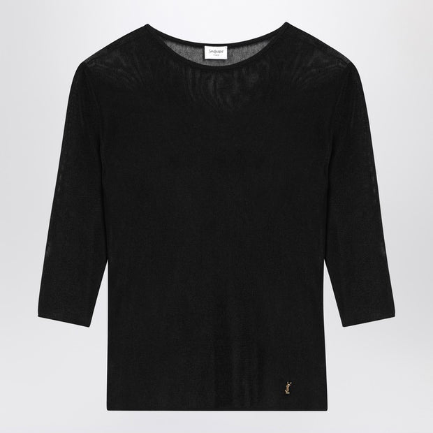 Saint Laurent Black Semi-transparent Cassandre T-shirt