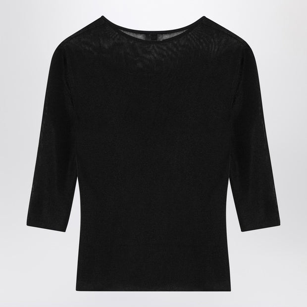 Saint Laurent Black Semi-transparent Cassandre T-shirt