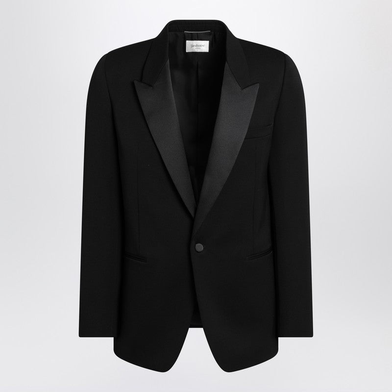 Saint Laurent Black Grain De Poudre Tuxedo Jacket