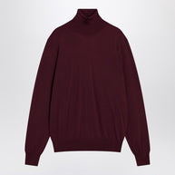 Saint Laurent Burgundy Turtleneck Sweater In Wool
