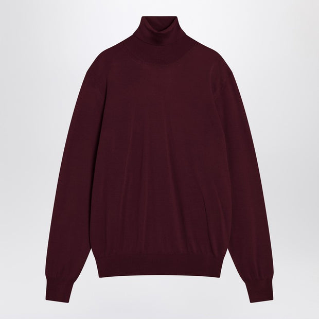Saint Laurent Burgundy Turtleneck Sweater In Wool