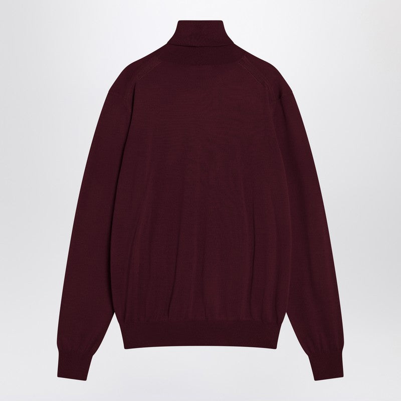 Saint Laurent Burgundy Turtleneck Sweater In Wool