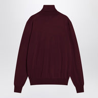 Saint Laurent Burgundy Turtleneck Sweater In Wool