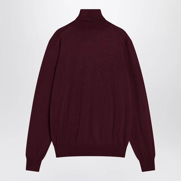 Saint Laurent Burgundy Turtleneck Sweater In Wool