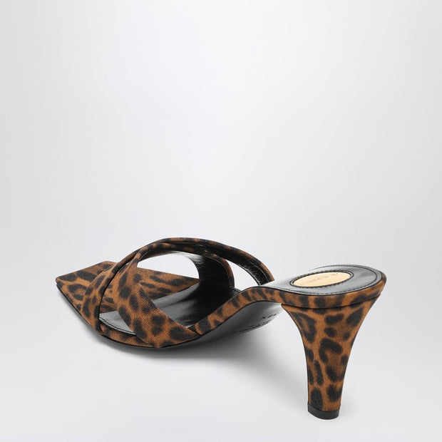 Saint Laurent Mule Jill In Gros-grain Leopard Print