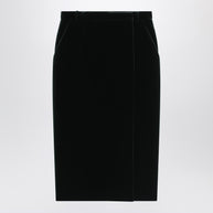 Saint Laurent Green Velvet Wrap Midi Skirt
