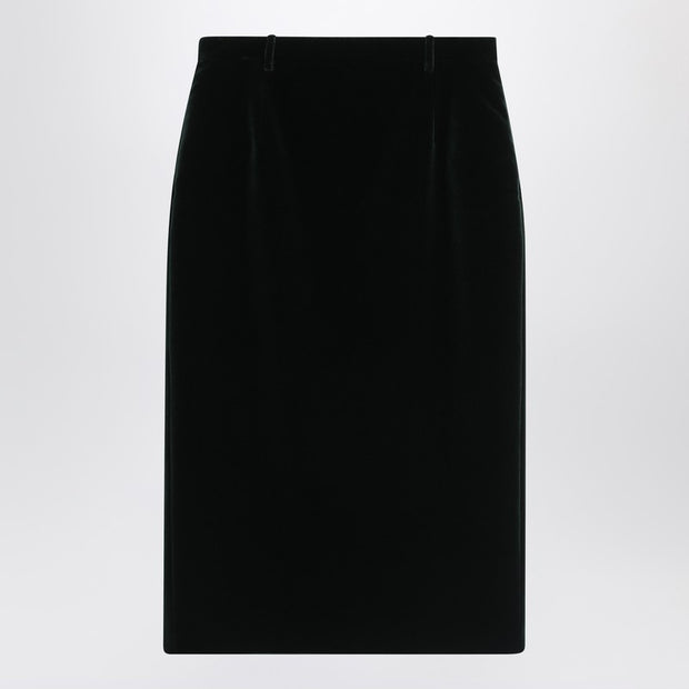 Saint Laurent Green Velvet Wrap Midi Skirt