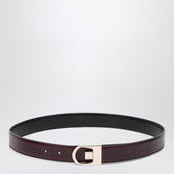 Saint Laurent Reversible Belt In Black/burgundy Leather