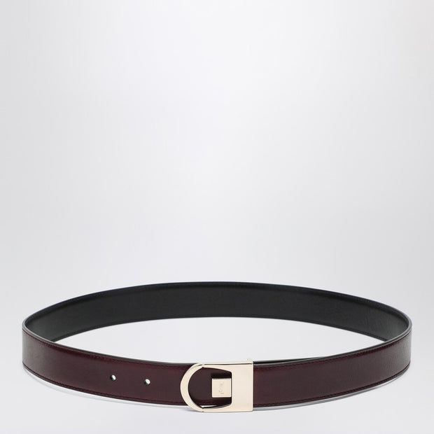 Saint Laurent Reversible Belt In Black/burgundy Leather