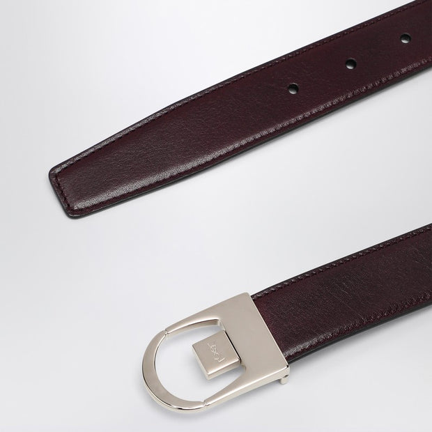 Saint Laurent Reversible Belt In Black/burgundy Leather