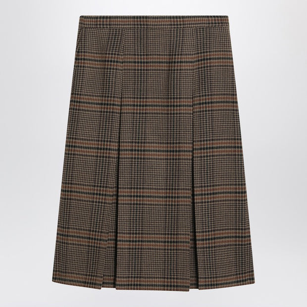 Saint Laurent Prince Of Wales Wool Midi Skirt