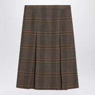 Saint Laurent Prince Of Wales Wool Midi Skirt