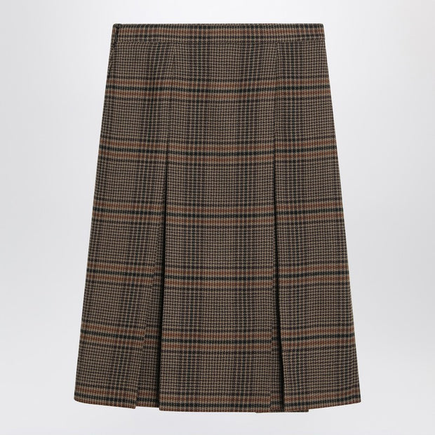 Saint Laurent Prince Of Wales Wool Midi Skirt