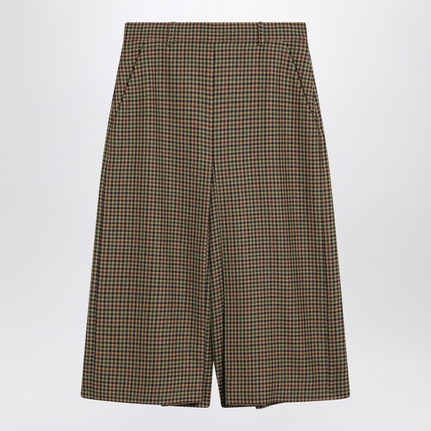 Saint Laurent Checked Wool Culotte Skirt