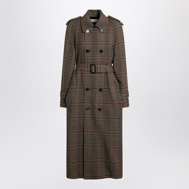 Saint Laurent Double-breasted Coat In Prince Of Wales Wool