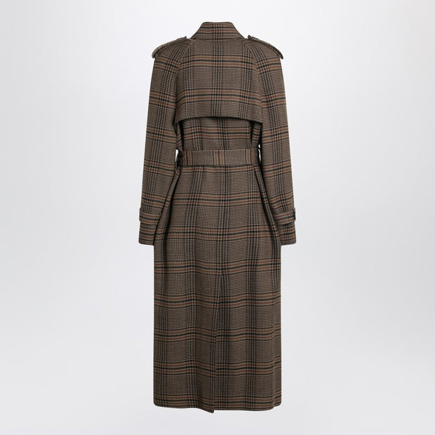 Saint Laurent Double-breasted Coat In Prince Of Wales Wool