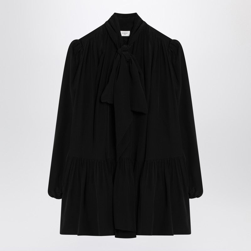Saint Laurent Black Lavallière Dress In Silk