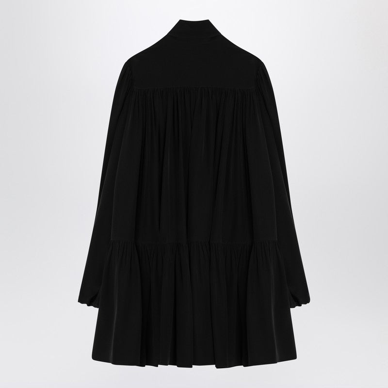 Saint Laurent Black Lavallière Dress In Silk