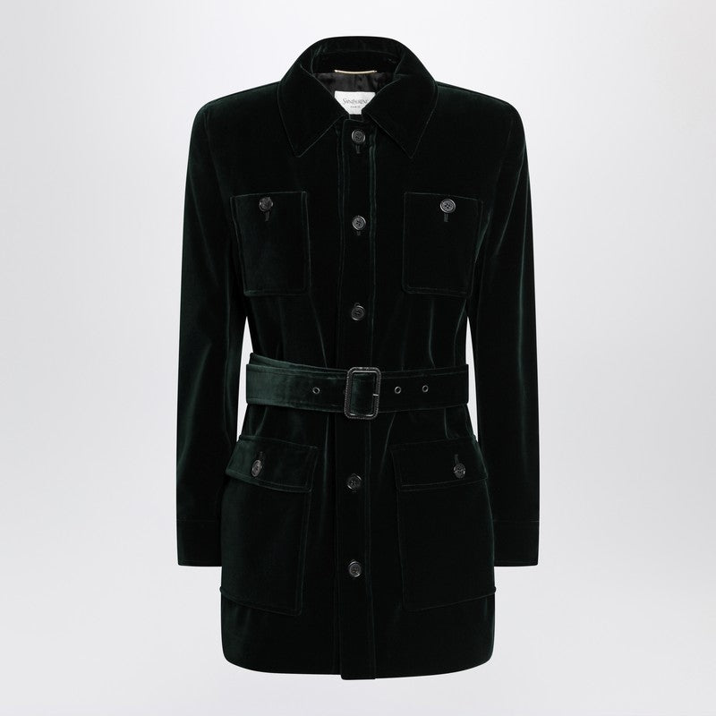 Saint Laurent Green Velvet Safari-style Jacket