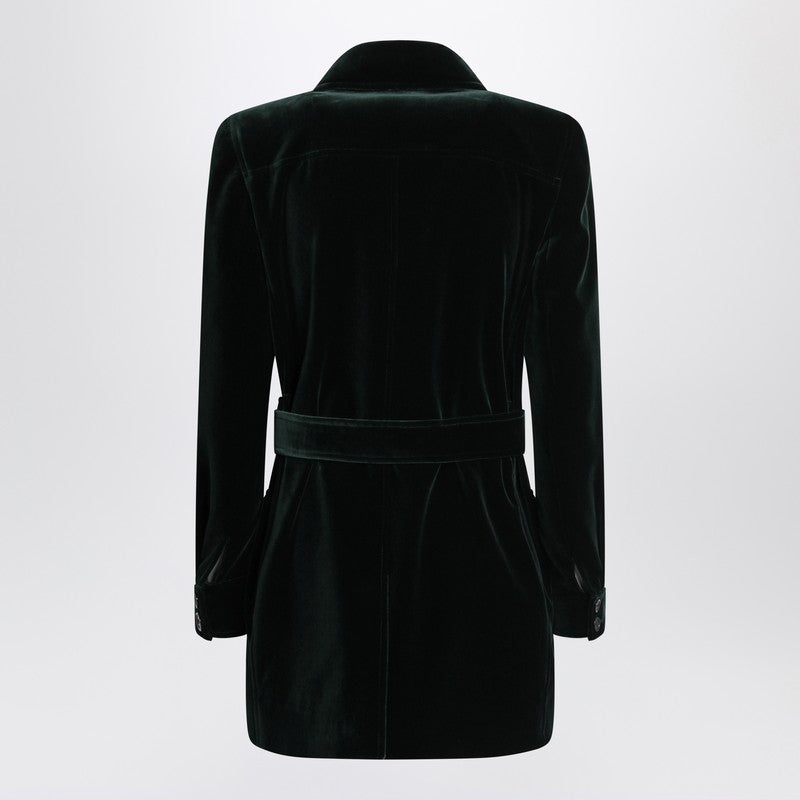 Saint Laurent Green Velvet Safari-style Jacket