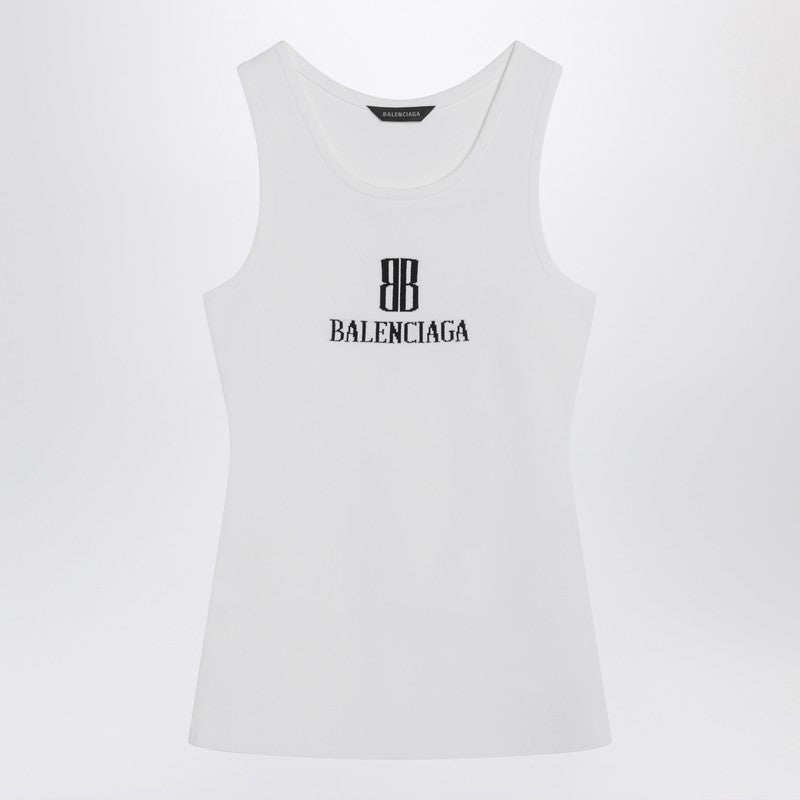 Balenciaga White Nano BB Tank Top