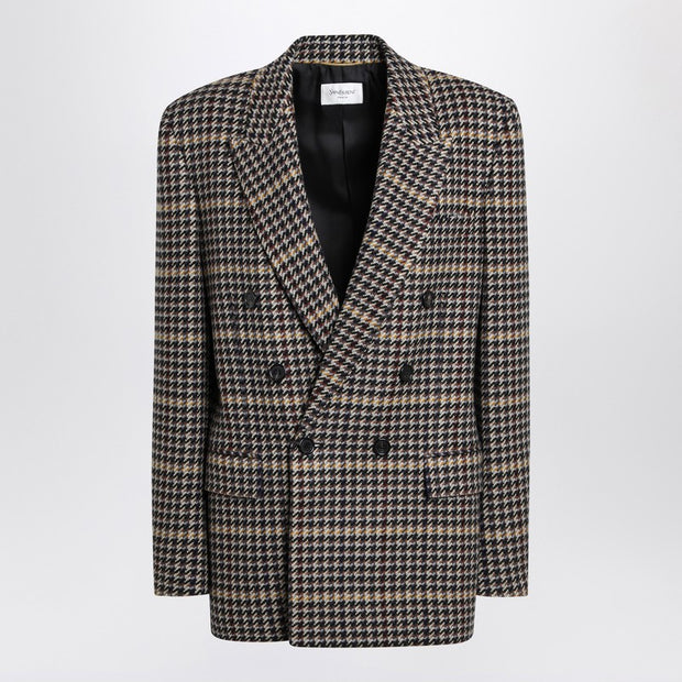 Saint Laurent Double-breasted Checked Wool Jacket