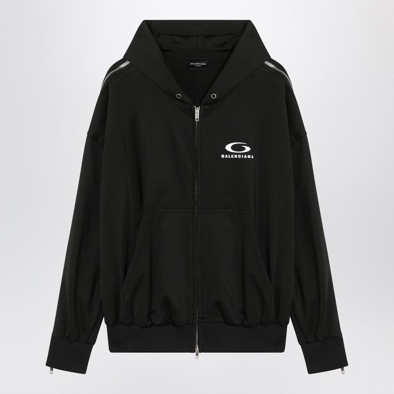 Balenciaga Black Zip-up Sweatshirt Loop Sports Icon
