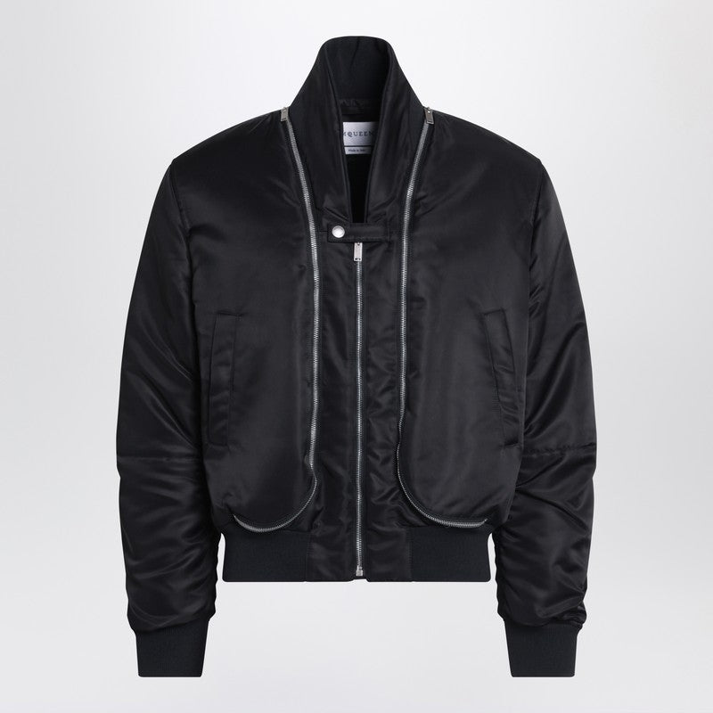 Alexander McQueen Black Nylon Zip Bomber