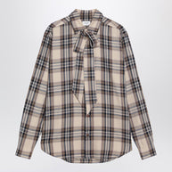 Saint Laurent Cassandre Lavallière Shirt In Tartan Cotton