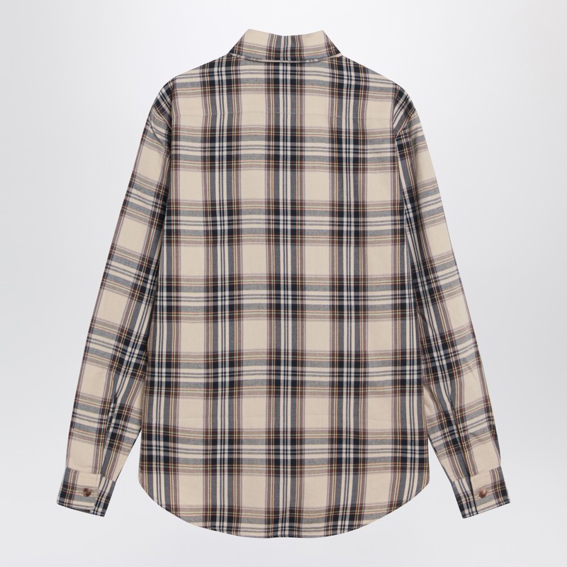 Saint Laurent Cassandre Lavallière Shirt In Tartan Cotton