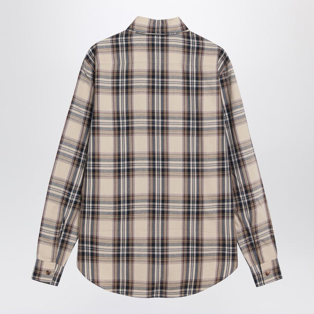 Saint Laurent Cassandre Lavallière Shirt In Tartan Cotton