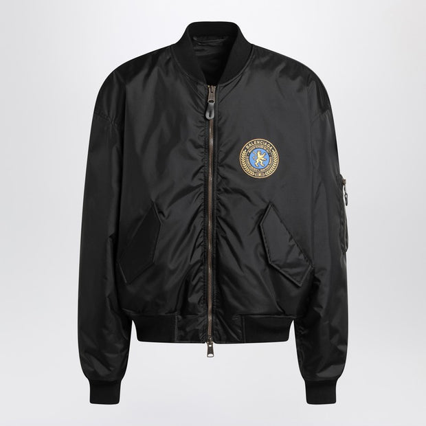 Balenciaga Black Nylon Uniform Merch Large Fit Bomber Jacket