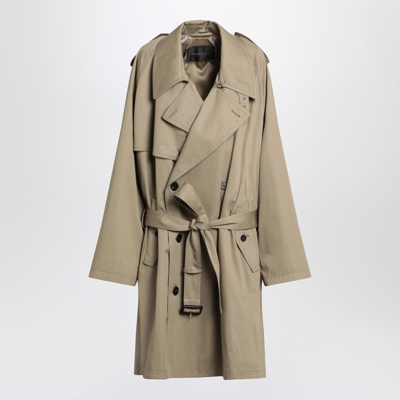 Balenciaga Beige Double-breasted Cotton Trench Coat