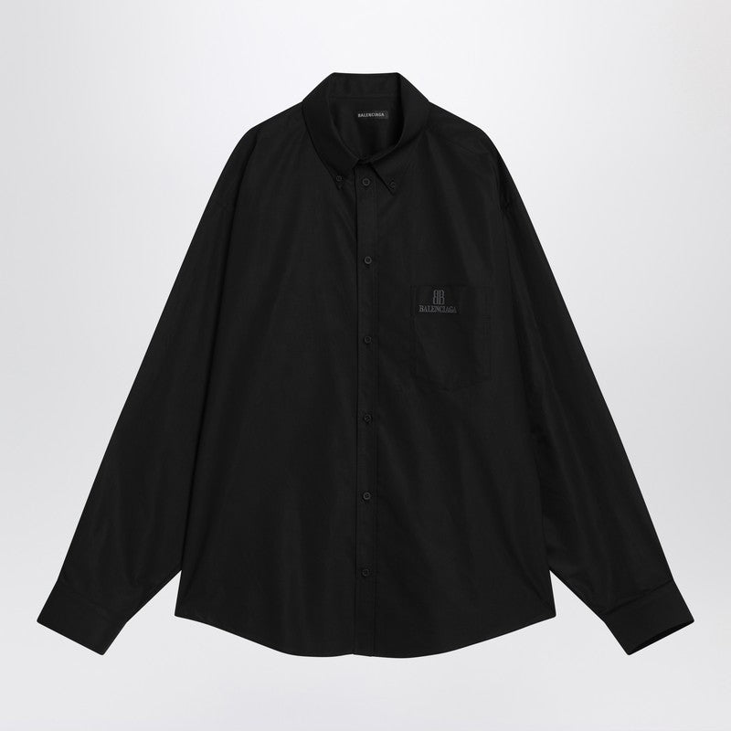 Balenciaga Black Cotton Shirt With Logo