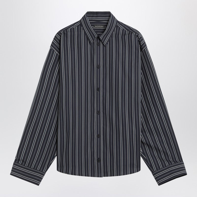 Balenciaga Navy Blue Striped Cotton Shirt