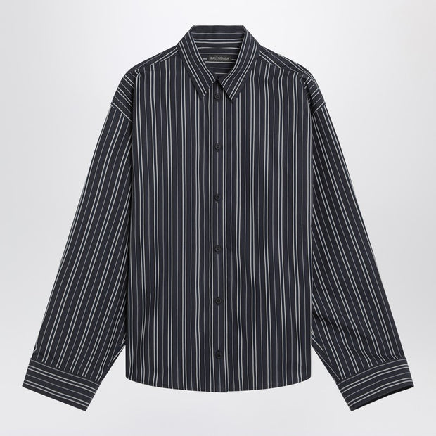 Balenciaga Navy Blue Striped Cotton Shirt