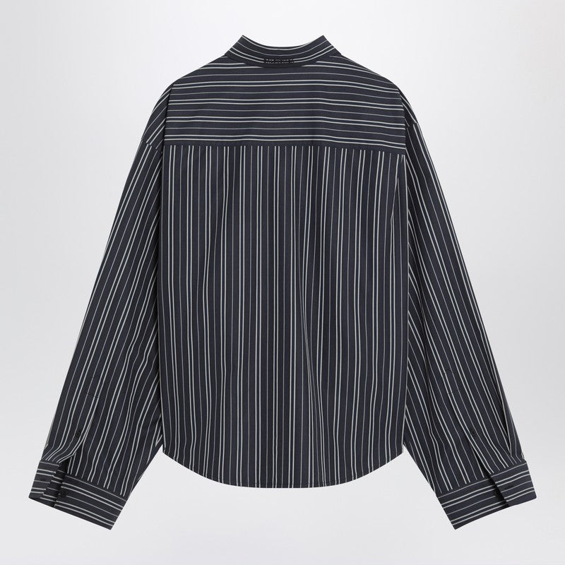 Balenciaga Navy Blue Striped Cotton Shirt